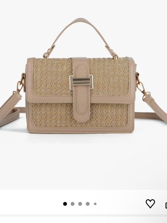 Handbags - Woven Khaki Top-Handle Crossbody Bag with Detachable Strap